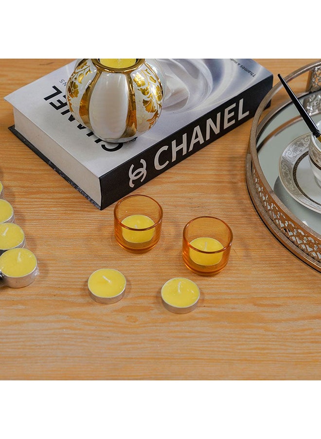 DANUBE HOME Amara T Light Candles Set of 50 scented Candles White T Light Candles for Restaurant Decorations Lemon Grass - Image 1