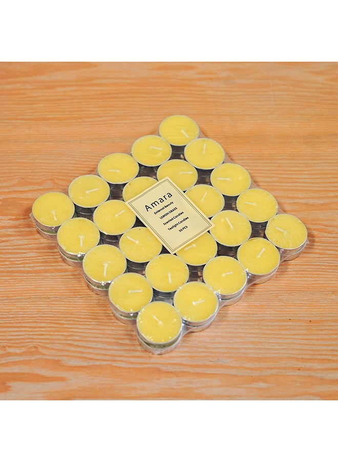 DANUBE HOME Amara T Light Candles Set of 50 scented Candles White T Light Candles for Restaurant Decorations Lemon Grass - Image 3