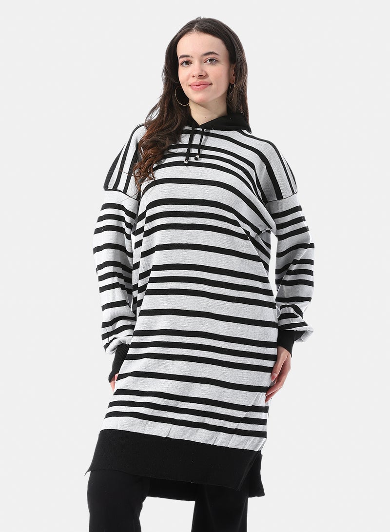 Andora Slip On Striped Long Hoodie - Image 1
