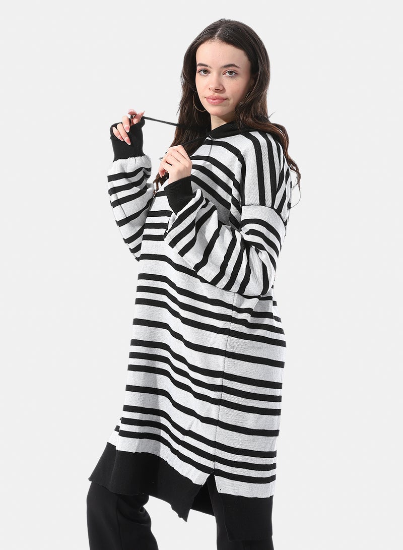 Andora Slip On Striped Long Hoodie - Image 2