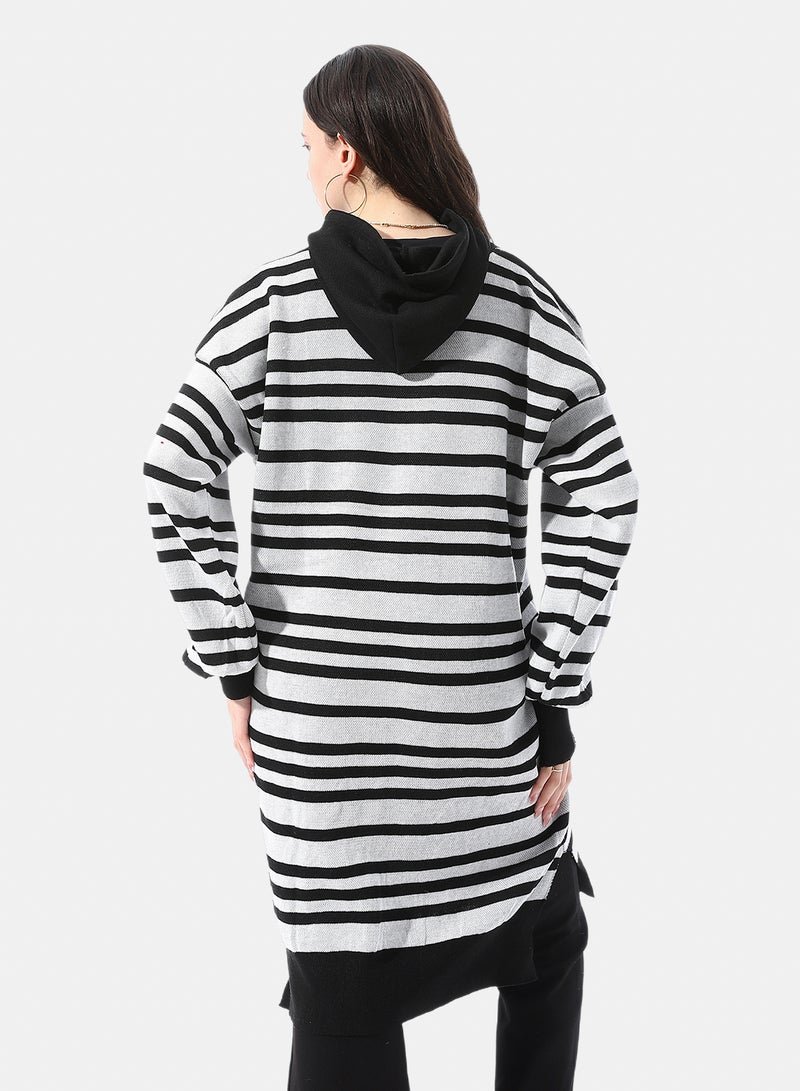Andora Slip On Striped Long Hoodie - Image 3