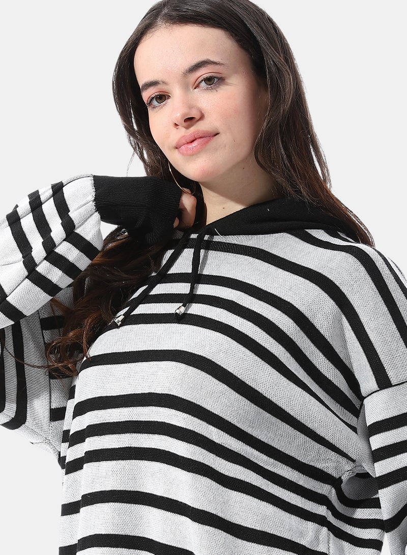 Andora Slip On Striped Long Hoodie - Image 4