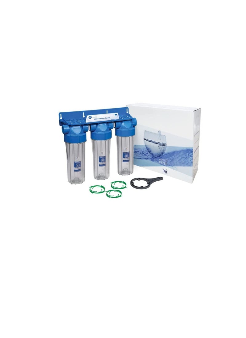 Aquafilter Aquafilter NSF Certified Inline Drinking Water Filtration System 10" RO, Whole House, 3/4” Inlet and Outlet BSPT for For Municipality Water - Removes All Impurities From Water (Three Stage)  - Image 2