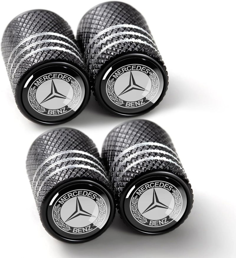 TACOMA Tire Valve Stem Cap Cover for Mercedes Benz AMG - 4 Pack Black - Image 1