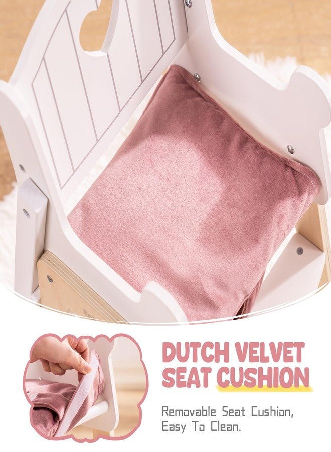 ROBOTIME Wooden Baby Doll High Chair, Pink Wooden Baby Doll Chair for 18 Inch Dolls, Pretend Play High Chair Baby Doll Accessories, Small - Image 5
