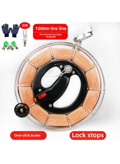 Kite Line Roulette Stainless Steel Kite Roulette Anti-reverse Hand Brake High-grade Large Bearing Hand Grip Wheel Spool Jianpeng-Colour:25 Large Universal Handbrake + 4 Strands 1000m Tire Cord