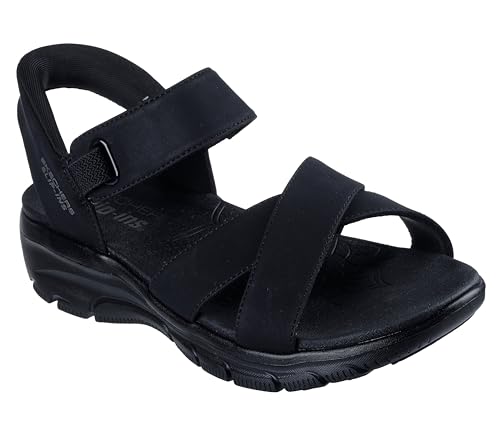 SKECHERS حذاء سكيشرز للنساء EASY GOING - SOMEWHERE SUNNY، صندل بدون استخدام اليدين مع حزام عرضي، أسود/أسود، 7M - Image 3