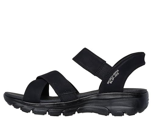 SKECHERS حذاء سكيشرز للنساء EASY GOING - SOMEWHERE SUNNY، صندل بدون استخدام اليدين مع حزام عرضي، أسود/أسود، 7M - Image 2