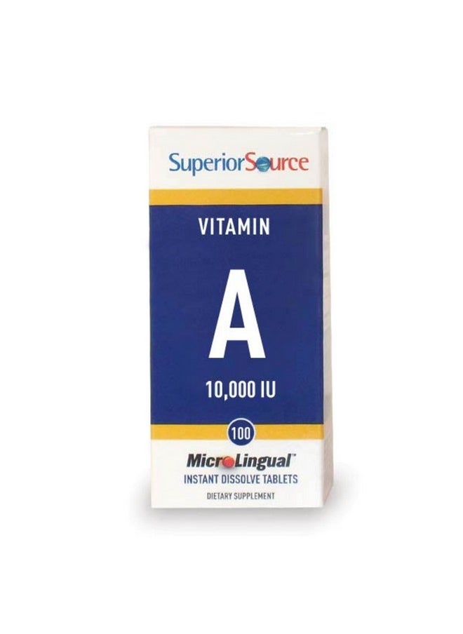 Superior Source Superior Source Vitamin A 10,000 IU - Eye Care Supplement - Also Supports Immune, Skin & Bone Health - Non-GMO & Gluten-Free - 100 MicroLingual Tablets 