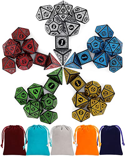 CiaraQ Polyhedral Dice Set DND Role Playing Dice for Dungeons and Dragons RPG Table Games MultiColor 35pcs - Image 1