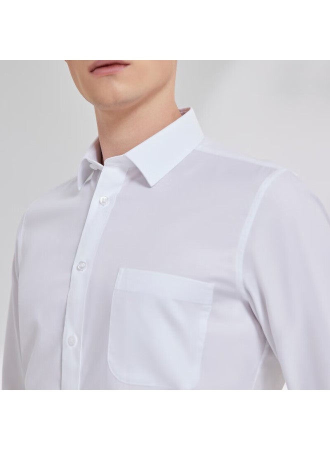 Youngor Men's Shirt, Spring And Summer, Young Men's Business Casual Long-sleeve Shirt, Vldp170011bfa, Pure White, Size 41 - Image 2