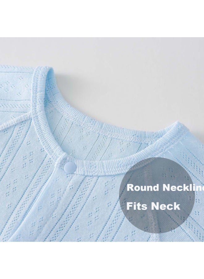 Doxiluka Duoxilu Newborn Baby Clothes, Summer Thin Style, Short-Sleeve Bodysuit For Infants, Light Blue Coffee Bear, Size 66 - Image 3