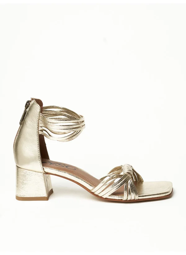 Y.so Y.SO Ladies Mid Heel Sandals Gold | Made In India