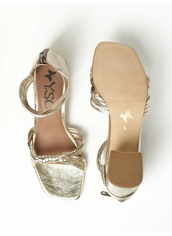 Y.so Y.SO Ladies Mid Heel Sandals Gold | Made In India