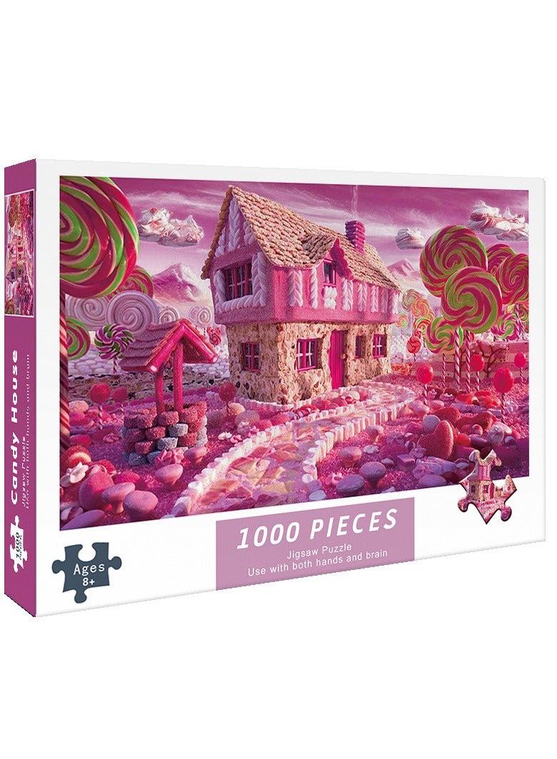 1000pcs Adult Cartoon Puzzle Candy House，Canvas Size 75cm * 50cm - Image 1