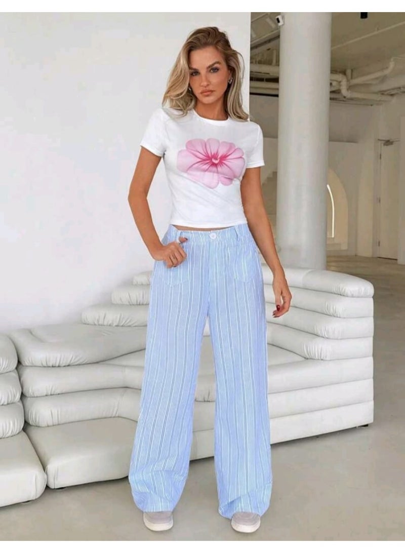 SHEIN Women Floral Print Casual Round Neck Short Sleeve T-Shirt, Summer - Image 3