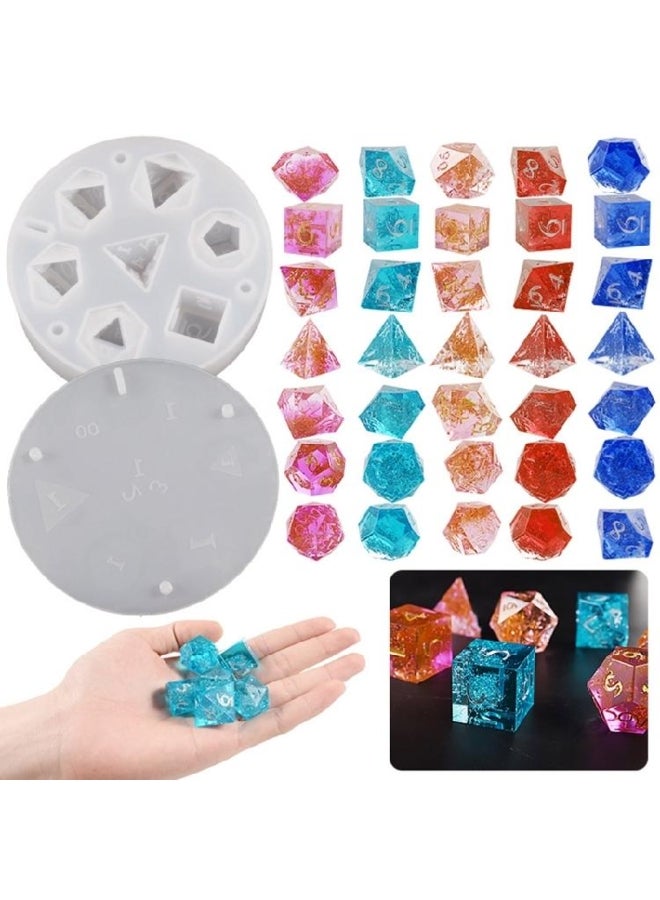 7 Styles Epoxy Resin Dices Moulds Silicone Resin Casting Polyhedron Game Dices Moulds Number Moulds for Diy Board Games - Image 2