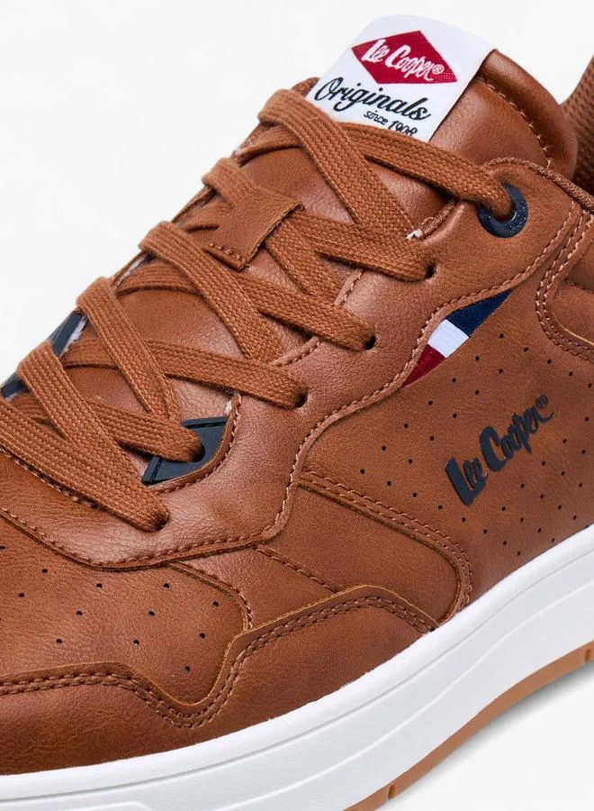 لي كوبر Men's Perforated Panelled Lace-Up Sneakers