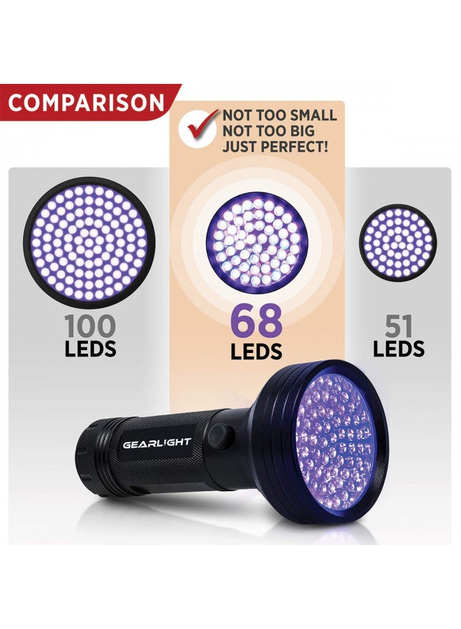 GearLight GearLight UV Flashlight Black Light from 68 LED Blacklight Flashlight Dog/Cat Pet Urine Detector, Scorpion, Bed Bug, Resin Curing, Dog Stain, and Carpet Odor Eliminator Remover, ID Checking_XR68 