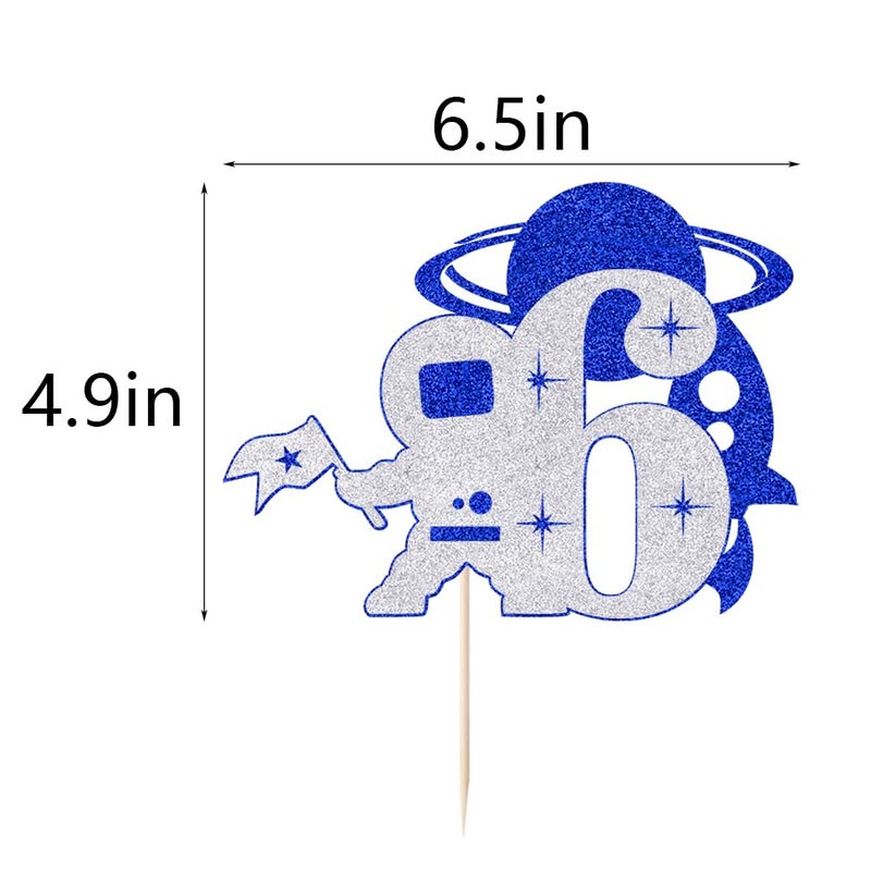 Yetxel Space astronaut 6-year-old Cake Topper Boys girls children's birthday party cake decorations Happy birthday cake Topper for astronauts reveals space theme party decorations 6th birthday cake Topper - Image 2