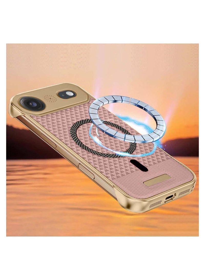 دبليو تيك غطاء حماية لهاتف آيفون آير 5G 2025 معدن مغناطيسي بدون إطار بنسيج قماشي نحيف مع Magsafe (MCCPSN) - وردي/ذهبي - Image 2
