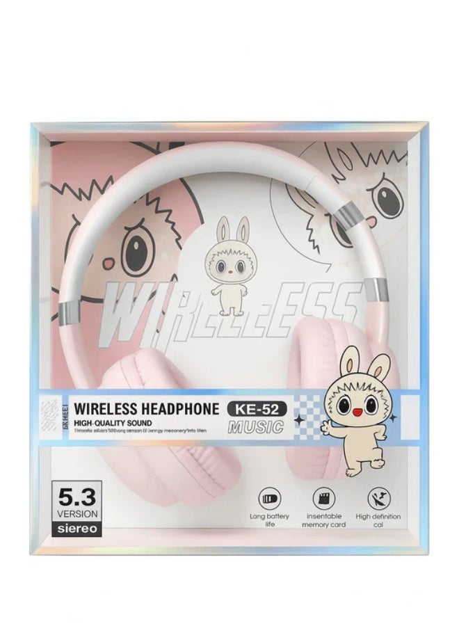 Portable Off-white Wireless Foldable Headphones KE-52 – Bluetooth 5.3, Comfortable Over-Ear Design, Built-in Mic for Mobile & Media Players - Image 2