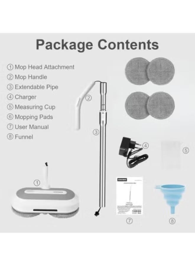 Denx Cordless Electric Floor Mop with Water Spray & LED Light – 290ml Tank, 50-Min Runtime, Self-Propelled Multi-Surface Cleaner with Adjustable Handle, Rechargeable & Lightweight - Image 2