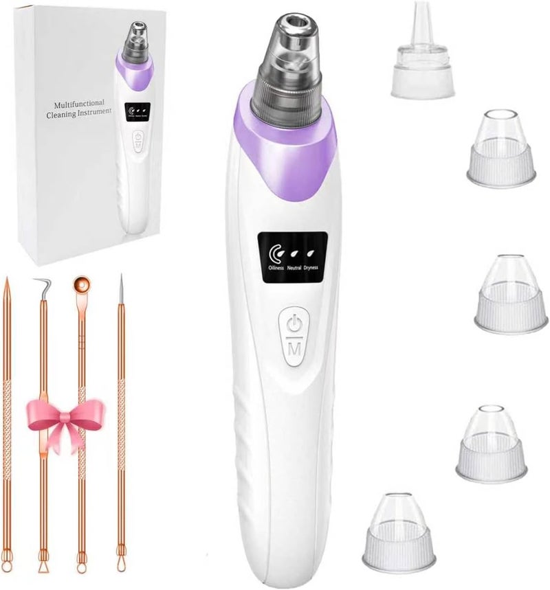 Gackoko 2026 Blackhead Remover Pore Vacuum,Facial Pore Cleaner-5 Suction Power,5 Probes,USB Rechargeable Blackhead Vacuum Kit Electric Pore Vacuum Tool for Adult(Purple) - Image 1