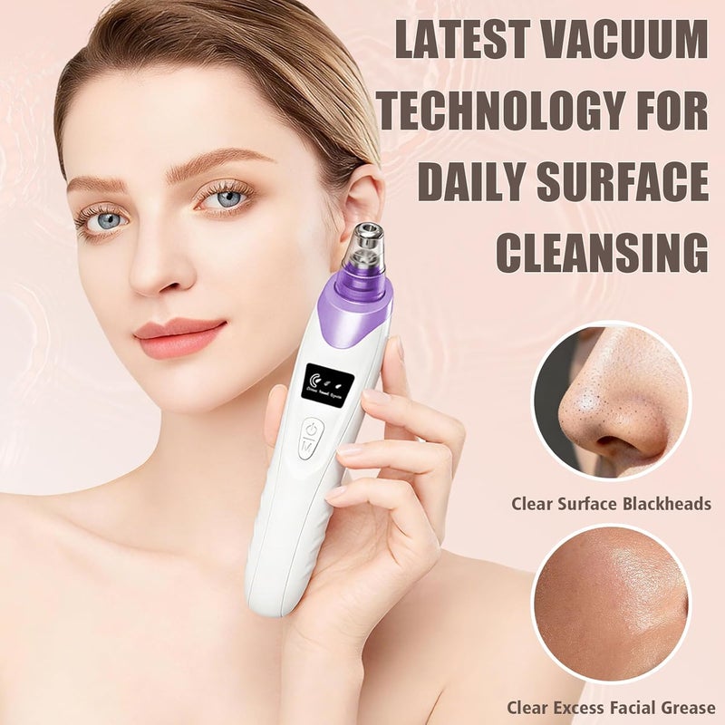 Gackoko 2026 Blackhead Remover Pore Vacuum,Facial Pore Cleaner-5 Suction Power,5 Probes,USB Rechargeable Blackhead Vacuum Kit Electric Pore Vacuum Tool for Adult(Purple) - Image 2