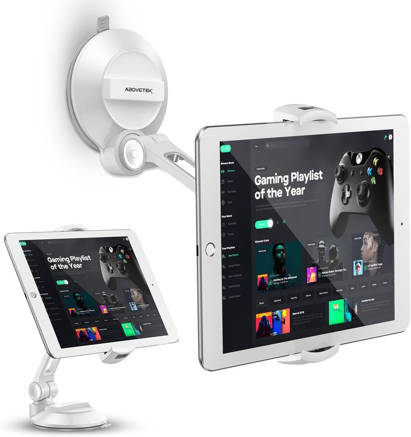 AboveTEK Tablet Suction Cup Holder for 4-11” Displays - Large Swivel Tablet and Phone Stand - Image 1