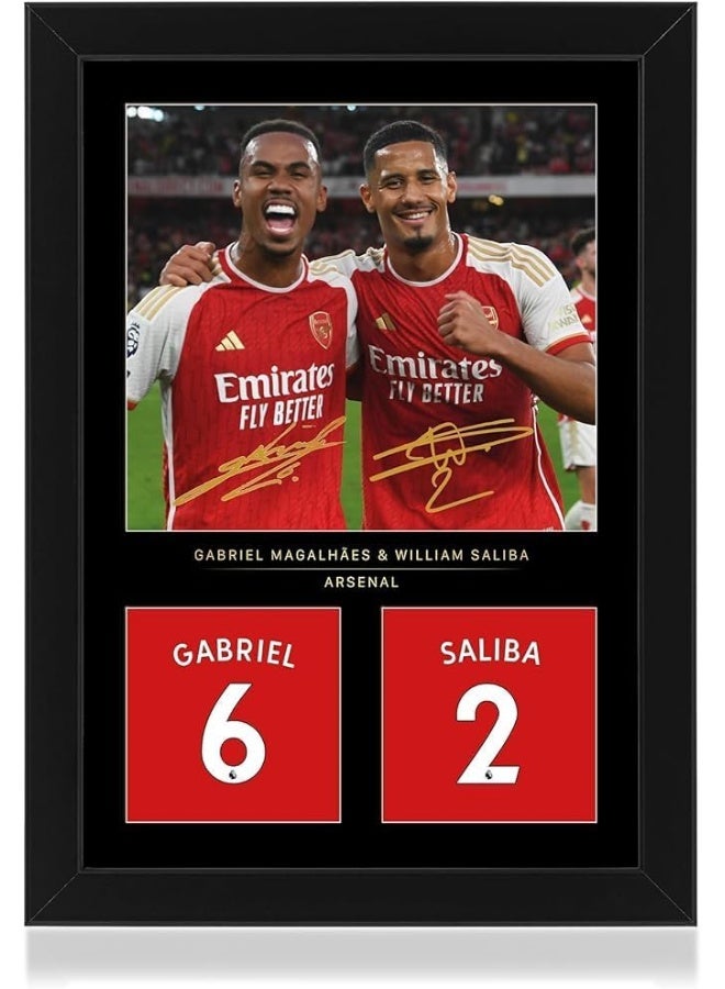 Gabriel and Saliba Defensive Duo A4 Framed Photo Display | Arsenal Fan Gift