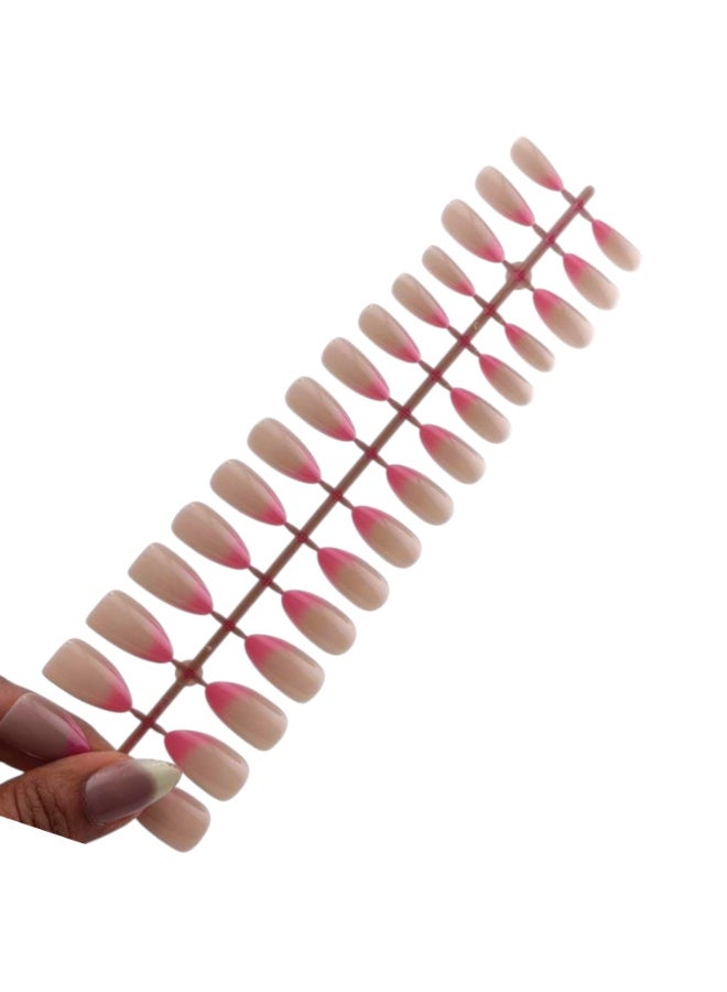 أظافر شى إن الصناعية المتدرجة (Ombre) - طقم 24 قطعة بأحجام مختلفة - مظهر فرنش عصري جذاب - أظافر سهلة التركيب تدوم طويلاً (إطلالة صالونات احترافية - Image 1