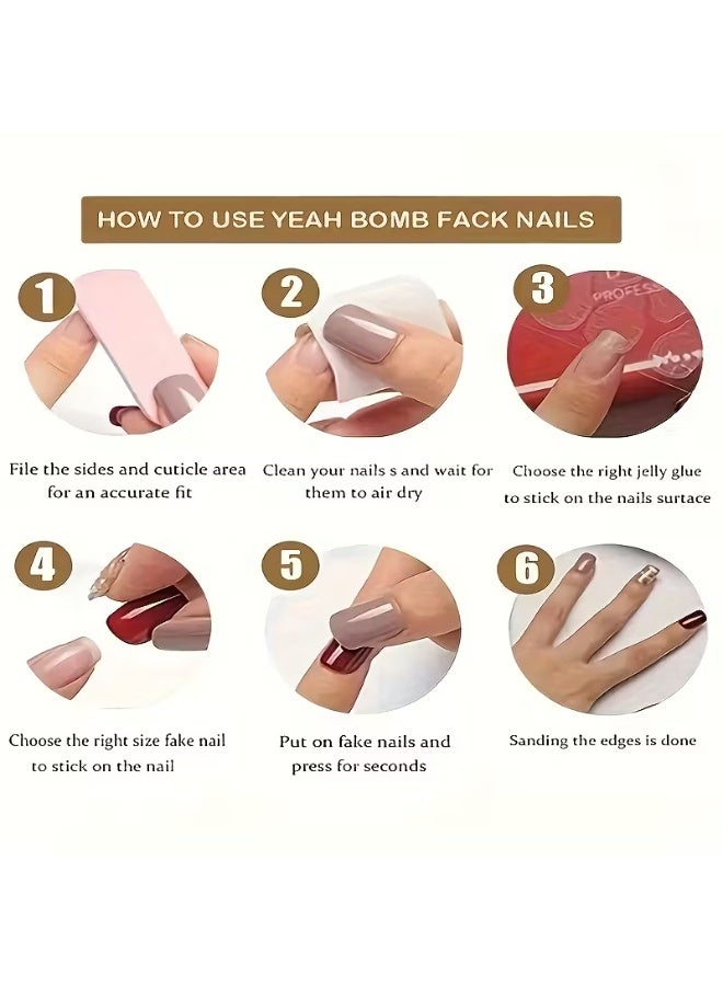 أظافر شى إن الصناعية المتدرجة (Ombre) - طقم 24 قطعة بأحجام مختلفة - مظهر فرنش عصري جذاب - أظافر سهلة التركيب تدوم طويلاً (إطلالة صالونات احترافية - Image 2