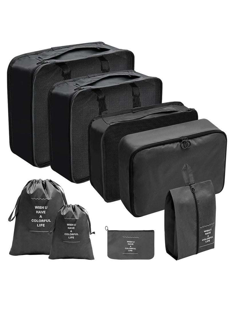 Generic Travel Storage Bags - Set of 8 Family Luggage Storage Bags, Mesh Breathable Travel Essential Bags Set Durable Travel Storage Bags for Suitcases  - Image 1
