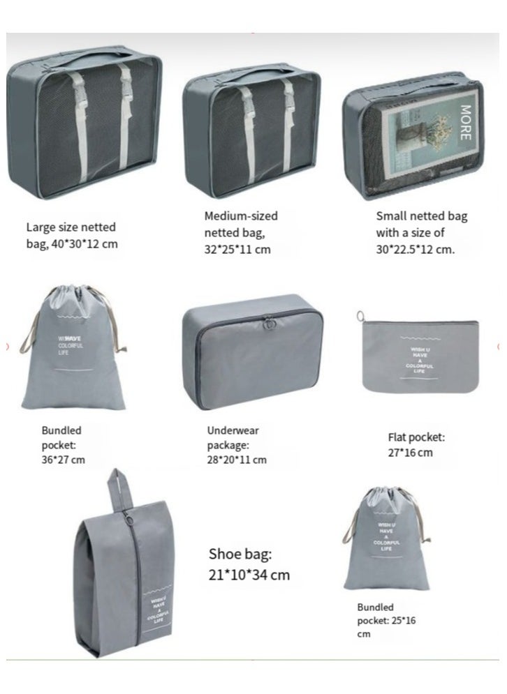 Generic Travel Storage Bags - Set of 8 Family Luggage Storage Bags, Mesh Breathable Travel Essential Bags Set Durable Travel Storage Bags for Suitcases  - Image 5