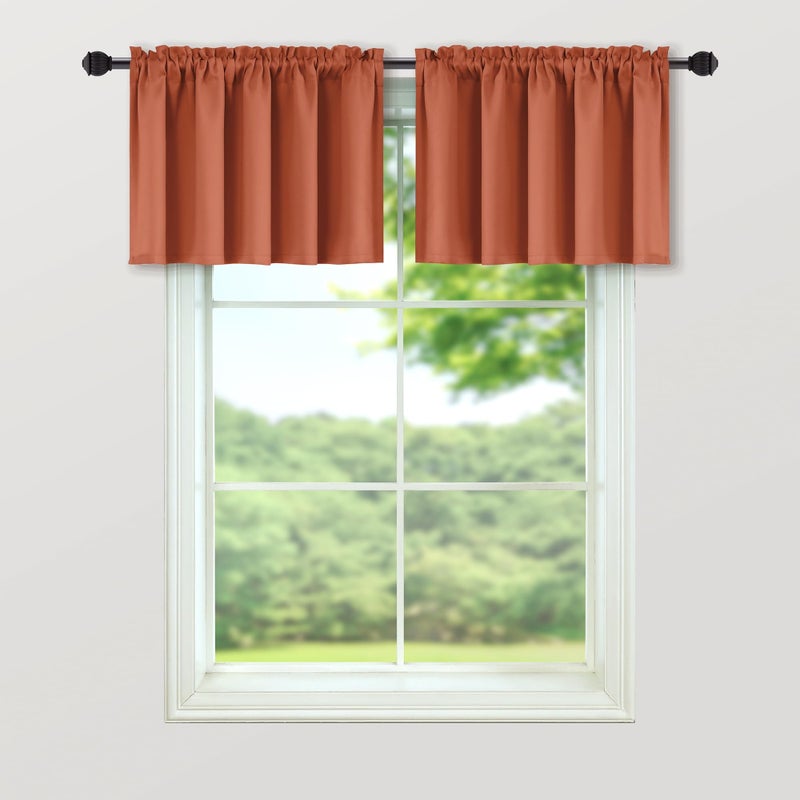 Mrs.Naturall Mrs.Naturall Boho Valance لنافذة المطبخ محترقة برتقالي الستائر لسقوط غرفة المعيشة 2 لوحات الطول 16 بوصة  - Image 3