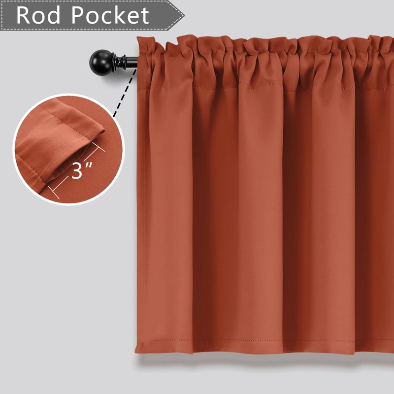 Mrs.Naturall Mrs.Naturall Boho Valance لنافذة المطبخ محترقة برتقالي الستائر لسقوط غرفة المعيشة 2 لوحات الطول 16 بوصة  - Image 2