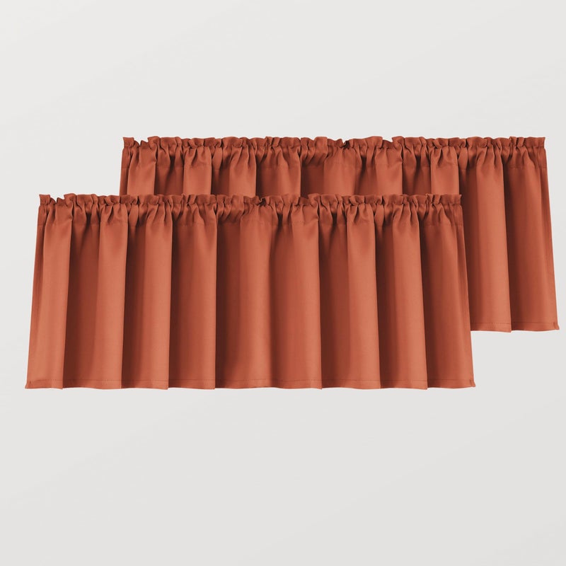 Mrs.Naturall Mrs.Naturall Boho Valance لنافذة المطبخ محترقة برتقالي الستائر لسقوط غرفة المعيشة 2 لوحات الطول 16 بوصة  - Image 1