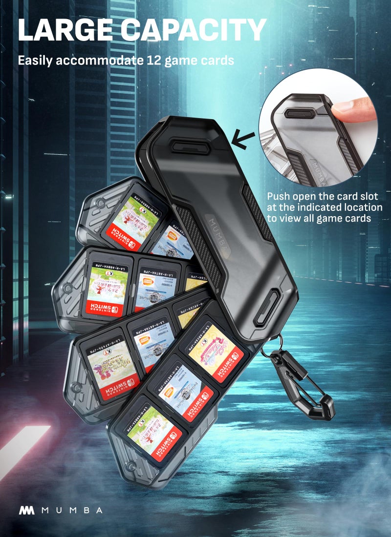 Mumba 12 Switch Game Card Case Holder for Nintendo Switch Game Cards, Portable and Exquisite Protective Hard Shell with 4 Layer Rotatable Holder for Nintendo Switch 2/Switch/Switch OLED/Lite (Black) - Image 2