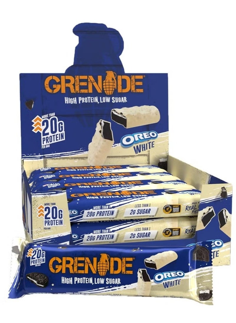 Grenade High Protein Bar Oreo White Flavor 60g – Pack of 12 - Image 1