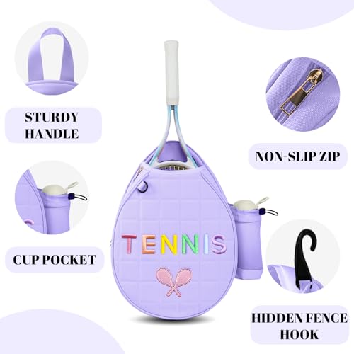 NZNDB Tennis Bags for Women Girl, Tennis Sling Crossbody Backpack, Water Resistant Tennis Bag for Pickleball, Tennis, Racketball(Purple) - Image 5