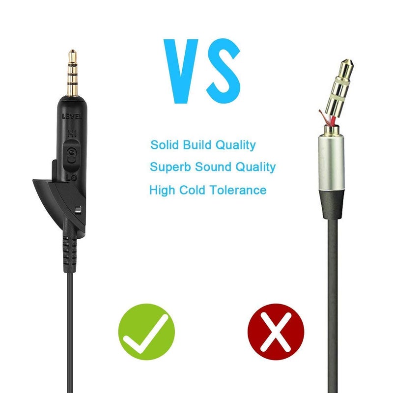Lusgawer QC15 Cable Replacement Audio Extension Cord Compatible with Bose QuietComfort 15 QC15 Headphones (Black 6ft) - Image 3