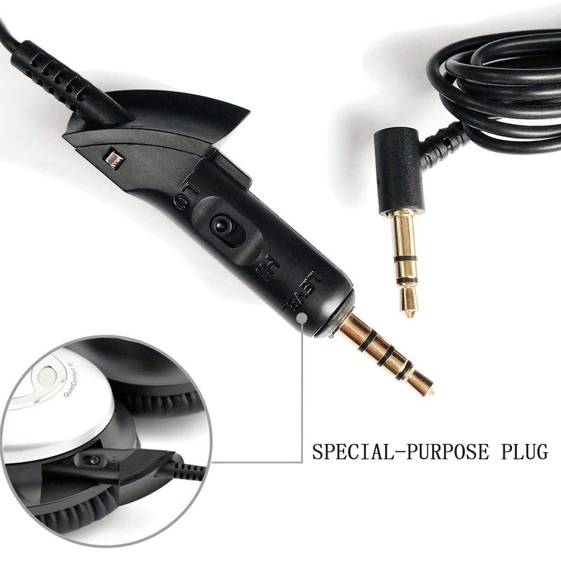 Lusgawer QC15 Cable Replacement Audio Extension Cord Compatible with Bose QuietComfort 15 QC15 Headphones (Black 6ft) - Image 2