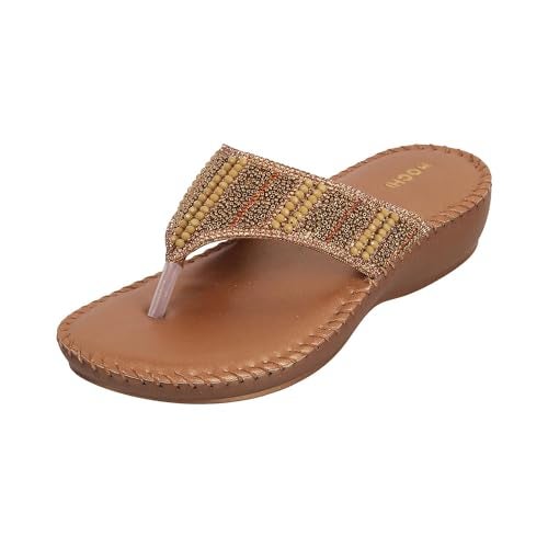 Mochi Women Antic Gold Ethnic and Comfortwear Chappal UK/6 EU/39 (44-99) - Image 1