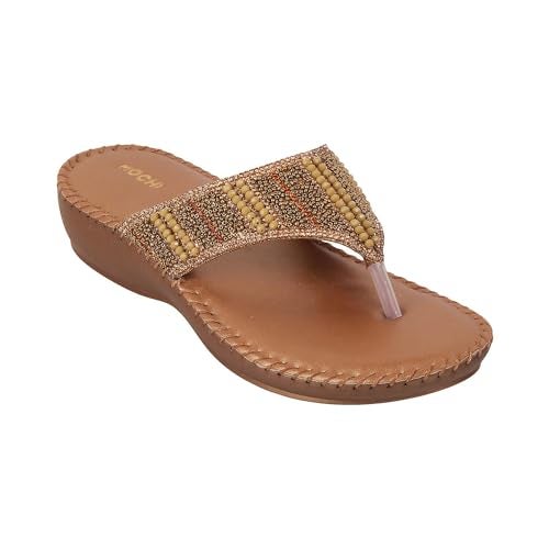 Mochi Women Antic Gold Ethnic and Comfortwear Chappal UK/6 EU/39 (44-99) - Image 3