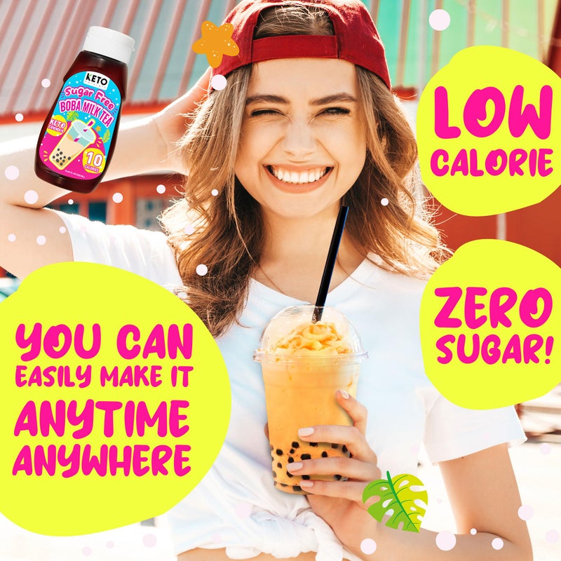 Sugar Free Boba Kit Milk Tea (21 servings) Diet 10 calories only. Keto friendly bubble tea kit Taiwanese milk tea. Low calorie drinks delicious boba tea kit. One kit contains boba pearls, sugar free milk tea syrup and straws - Image 2