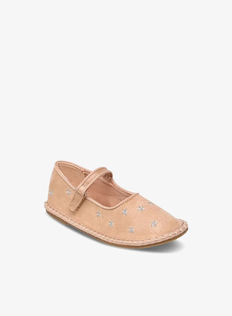 Flora Bella By Shoexpress Girls Star Embroidered Hook and Loop Mary Jane Shoes