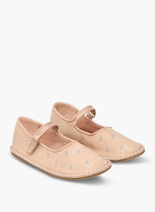 Flora Bella By Shoexpress Flora Bella Girls Star Embroidered Hook And Loop Mary Jane Shoes