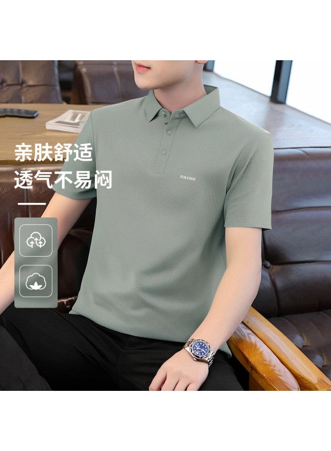 FOLUNSI seamless Short-sleeve Men's T-shirt - Business Casual Breathable Polo Shirt Men's Tee - Image 2