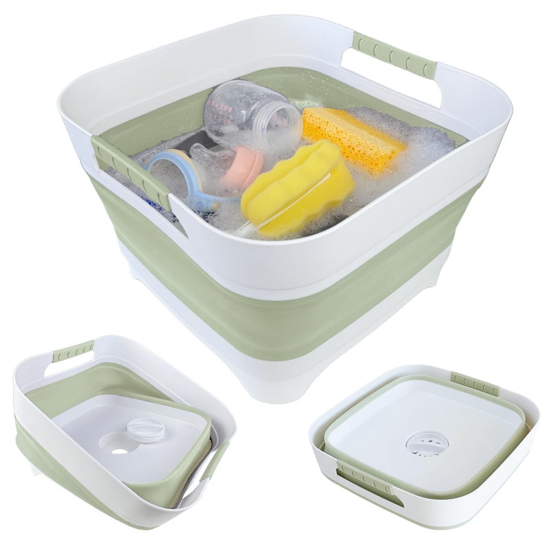 GIMWA Wash Basin for Baby Bottles Versatile Wash Tub for Kitchen RV Outdoor Camping Sink Sturdy Bottle Tub Easy to Clean Green